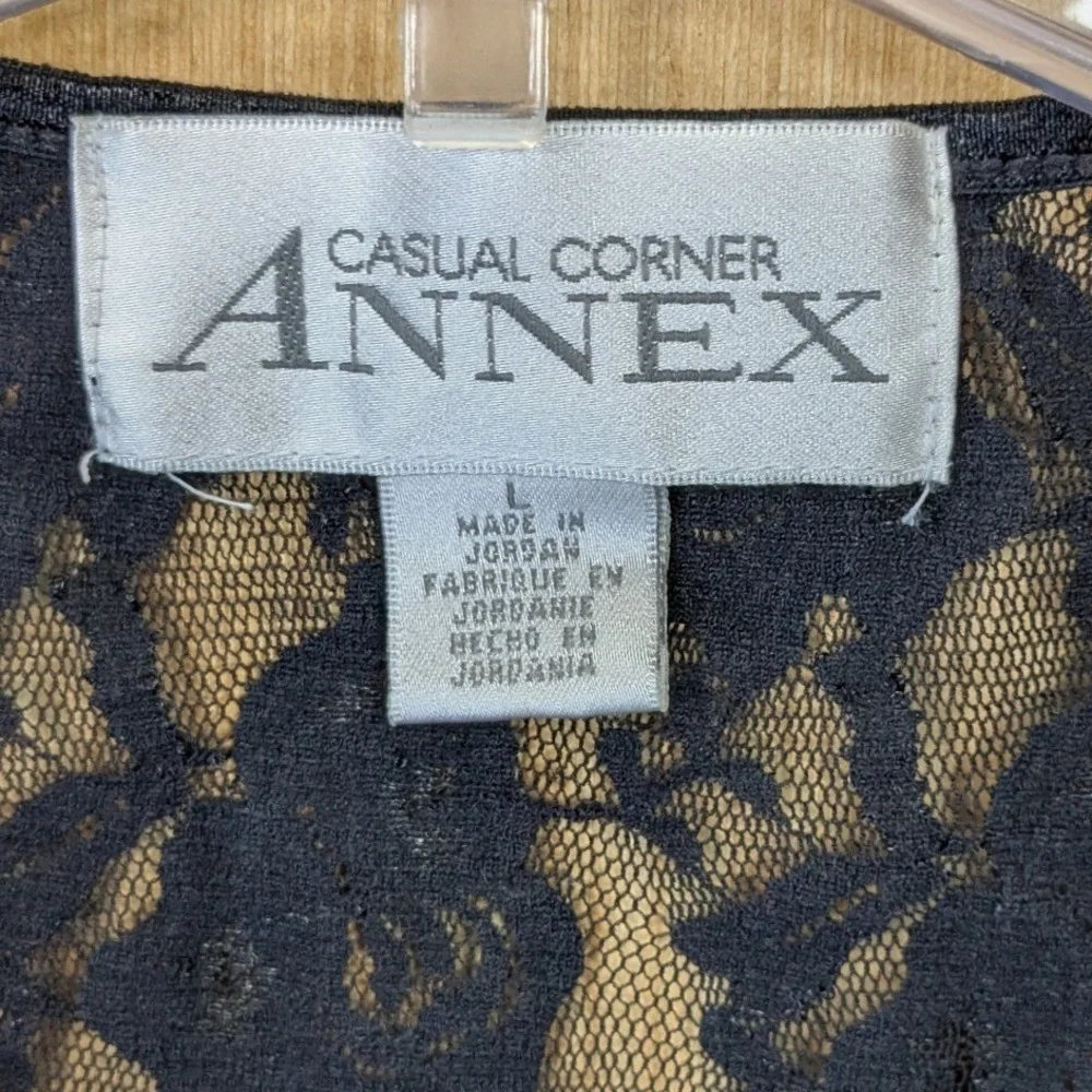 Casual Corner Annex Whimsygoth Black Floral Lace Tank Top Size L 90s Vintage